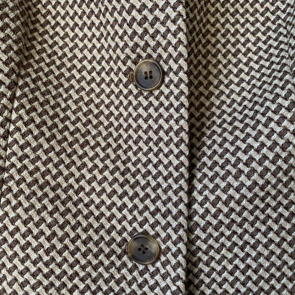 Vintage Talbots Houndstooth Brown Fitted Blazer Women's Size 6 - Picture 4 of 13